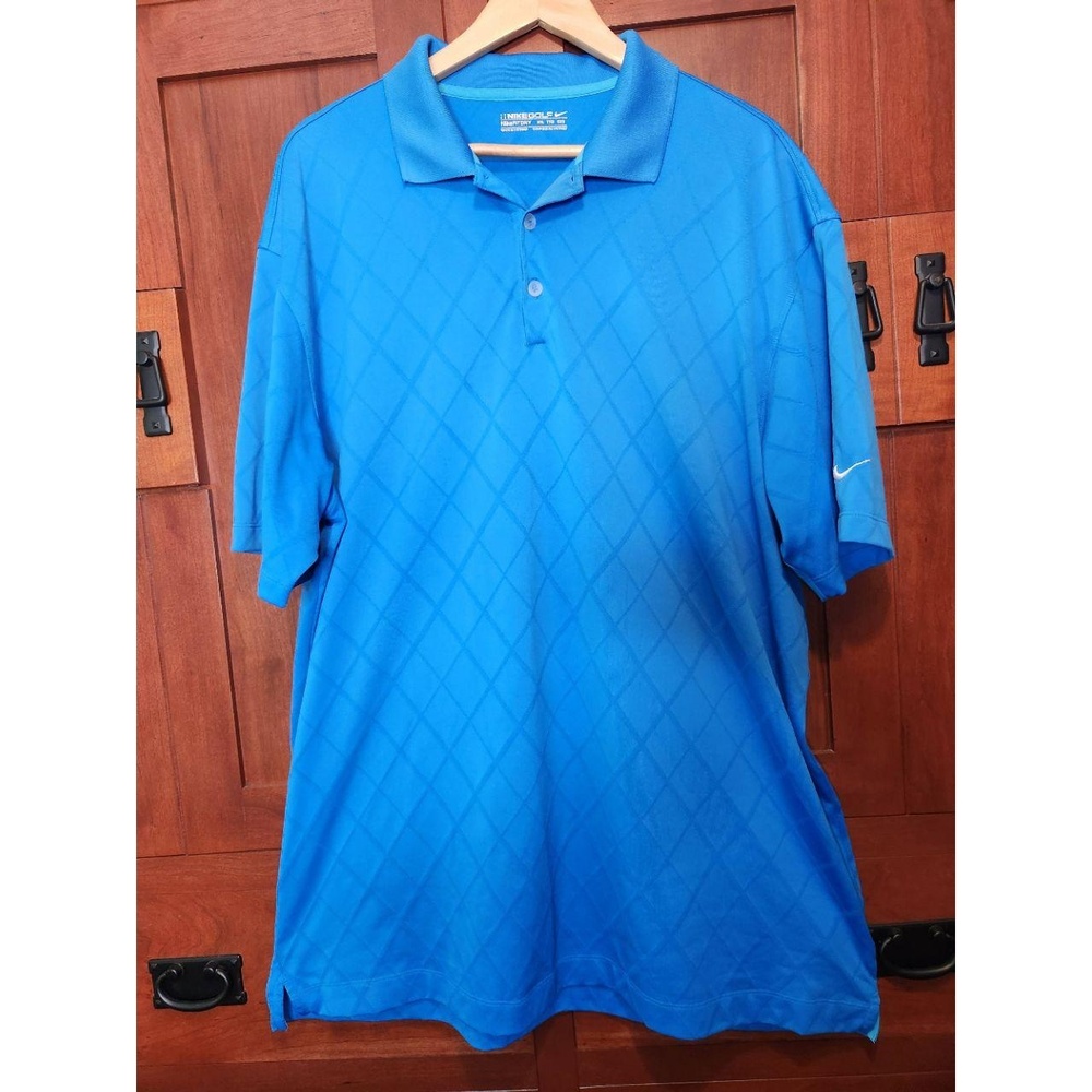 Nike Golf Polo Mens Light Blue Fit Dri Diamond Texture Fabric Size XXL